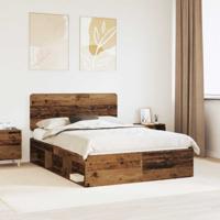 Bedframe met hoofdeinde Oudhout 140 x 190 cm Massief grenenhout