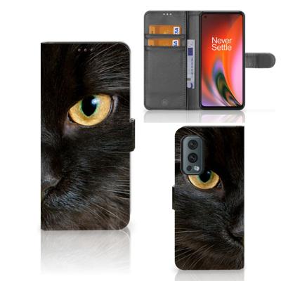 OnePlus Nord 2 5G | Telefoonhoesje | Met pasjeshouder | Zwarte Kat