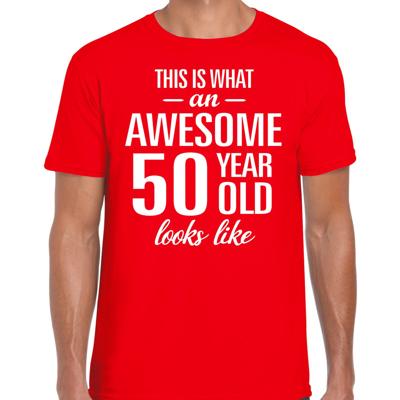 Awesome 50 year - geweldige 50 jaar cadeau t-shirt - rood - voor heren - Verjaardag cadeau
