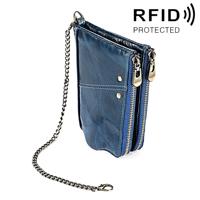 LT3533 lange Crazy Horse textuur koeienhuid lederen opvouwbare anti-magnetische RFID portemonnee Clutch tas voor mannen met kaartsleuven & schouderba