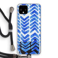 Blauwe pijlen: Pixel 4 Transparant Hoesje met koord Blauwe pijlen: Pixel 4 Transparant Hoesje met koord