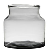 Transparante/grijze stijlvolle vaas/vazen van gerecycled glas 22 x 18 cm   -