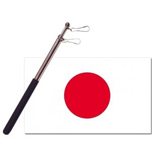 Landen vlag Japan - 90 x 150 cm - met compacte draagbare telescoop vlaggenstok - supporters