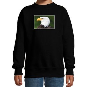 Dieren sweater / trui met arenden foto zwart voor kinderen