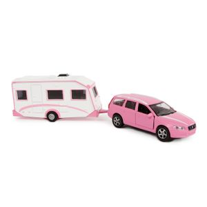 Kids Globe Globe Die-cast Volvo V70 met Caravan Roze, 30cm