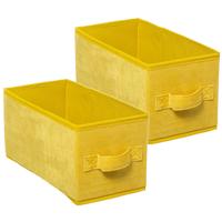 Opbergmand/kastmand - Set van 2x stuks - geel - 7 liter - 31 x 15 x 15 cm - Opbergboxen - Vakkenkast