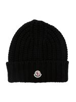 Moncler bonnet en cachemire mélangé à patch logo - Noir