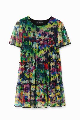 Arty jurk met ruches - GREEN - 11/12