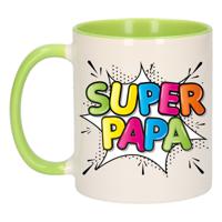 Cadeau koffie/thee mok voor papa - groen - super papa - keramiek - 300 ml - Vaderdag   - - thumbnail