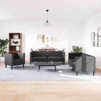 Bankstel 3 pcs Zwart 194 x 74.5 x 70.5 cm Kunstleer