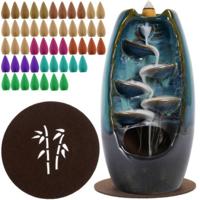 Ruhhy geurbrander - L20 cm - keramiek - waterval - wierookhouder - incl 55 wierook kegels Ruhhy geurbrander - L20 cm - keramiek - waterval - wierookhouder - incl 55 wierook kegels