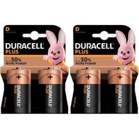 4x Duracell D Plus batterijen alkaline LR20 MN1300 1.5 V