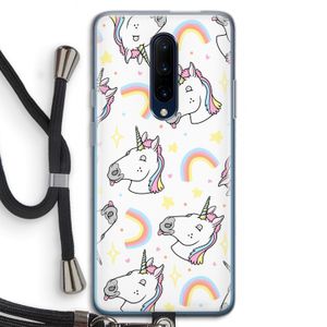 Rainbow Unicorn: OnePlus 7 Pro Transparant Hoesje met koord