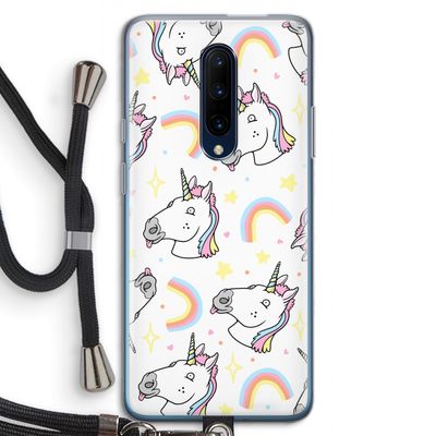 Rainbow Unicorn: OnePlus 7 Pro Transparant Hoesje met koord