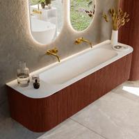 Badmeubel Mondiaz Kurve | 170 cm cm | Meubelkleur Ruby | Wastafelkleur Talc | Solid surface | Wasbak midden spoelbak | Zonder kraangat(en)
