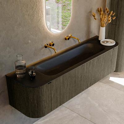 Badmeubel Mondiaz Kurve | 170 cm cm | Meubelkleur Shadow | Wastafelkleur Urban | Solid surface | Wasbak midden spoelbak | Zonder kraangat(en)
