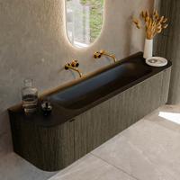Badmeubel Mondiaz Kurve | 170 cm cm | Meubelkleur Shadow | Wastafelkleur Urban | Solid surface | Wasbak midden spoelbak | Zonder kraangat(en)