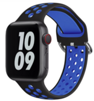 Siliconen sportband met gesp - Zwart + Blauw - Geschikt voor Apple Watch 38mm / 40mm / 41mm