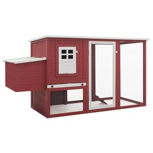 VidaXL Kippenhok met nachthok hout rood
