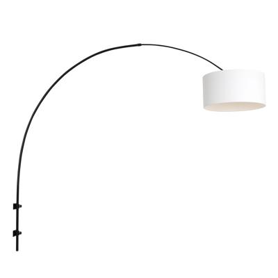 Steinhauer Wand BooglampSparkled zwart met witte kap - 8138ZW