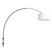Steinhauer Wand BooglampSparkled zwart met witte kap - 8138ZW