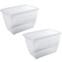 Vershoudbakje - 2x - hoog/diep - transparant - 1,5 liter - 18 x 12 x 12 cm - vershouddoos