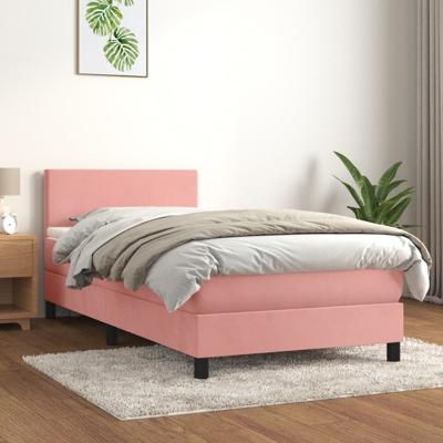 Boxspring met matras fluweel roze 80x200 cm