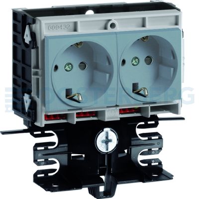 Frame voor outlet, 80mm hoog incl. dubbele contactdoos aluminium
