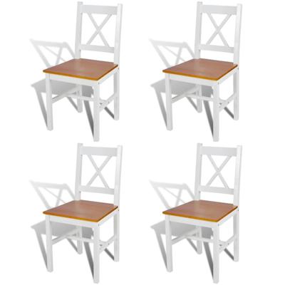 Eetkamerstoelen 4 st grenenhout wit