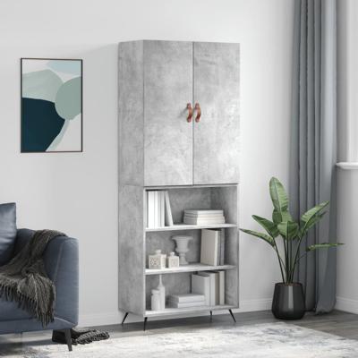 Hoge kast 69,5x34x180 cm bewerkt hout betongrijs