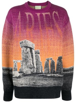 Aries pull Henge à motif en intasia - Rose