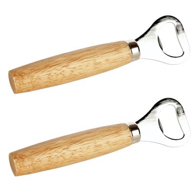 Cosy & Trendy Flessenopener - 2x - hout/metaal - 14 cm - keuken gerei