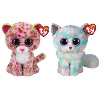 Ty - Knuffel - Beanie Buddy - Lainey Leopard & Opal Cat