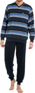 Robson Badstof heren pyjama met boorden blauw