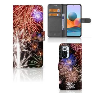 Xiaomi Redmi Note 10 Pro Wallet Case met Pasjes Vuurwerk