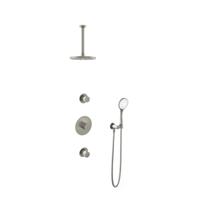 Hotbath Buddy - Inbouw Regendoucheset - 2 Stopkranen - Thermostatisch - Plafondbuis 30 cm - Hoofddouche 200 mm - Ronde Handdouche 3 Standen - Waterbesparend - V02