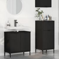 Badkamermeubelset 2 pcs Zwart 39.5 x 36 x 88 cm Bewerkt hout