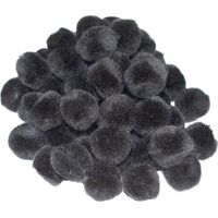 Pompons - 65x - zwart - 10 mm - hobby/knutsel materialen