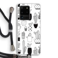 Cactusmotief: Samsung Galaxy S20 Ultra Transparant Hoesje met koord