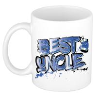 Cadeau koffie/thee mok voor oom - blauw - graffiti letters - de beste - 300 ml