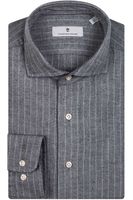 Thomas Maine Tailored Fit Flanellen Overhemd grijs, Gestreept