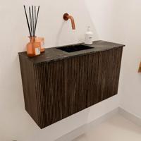 Toiletmeubel Mondiaz Joya Dlux | 70 cm | Meubelkleur Walnut | Faye wastafel Lava Wasbak Midden | Zonder kraangat(en) Toiletmeubel Mondiaz Joya Dlux | 70 cm | Meubelkleur Walnut | Faye wastafel Lava Wasbak Midden | Zonder kraangat(en)