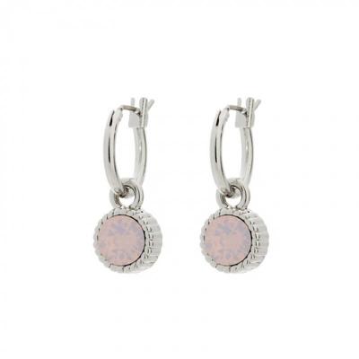 Biba Hang Oorbellen Zilver met Swarovski Steentje Rose W. Opal
