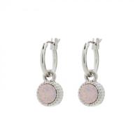 Biba Hang Oorbellen Zilver met Swarovski Steentje Rose W. Opal