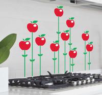 Sticker decoratie keuken bloemen appels - thumbnail