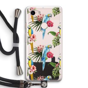 Kleurrijke papegaaien: Pixel 3 Transparant Hoesje met koord