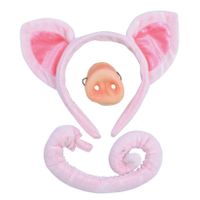 Verkleed set varken - oortjes/staart/snuit - roze - voor kinderen - thumbnail