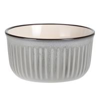 Soepkom Striped - lichtgrijs - 14 x 7 cm - keramiek - kommetjes - 500 ml