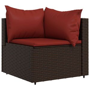 The Living Store Tuinbank - Bruin - Hoekbank - 63x63x57.5cm - Weerbestendig PE-rattan