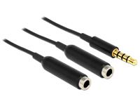 Delock 65575 Jackplug Audio Y-kabel [1x Jackplug male 3,5 mm - 2x Jackplug female 3,5 mm] 25.00 cm Zwart